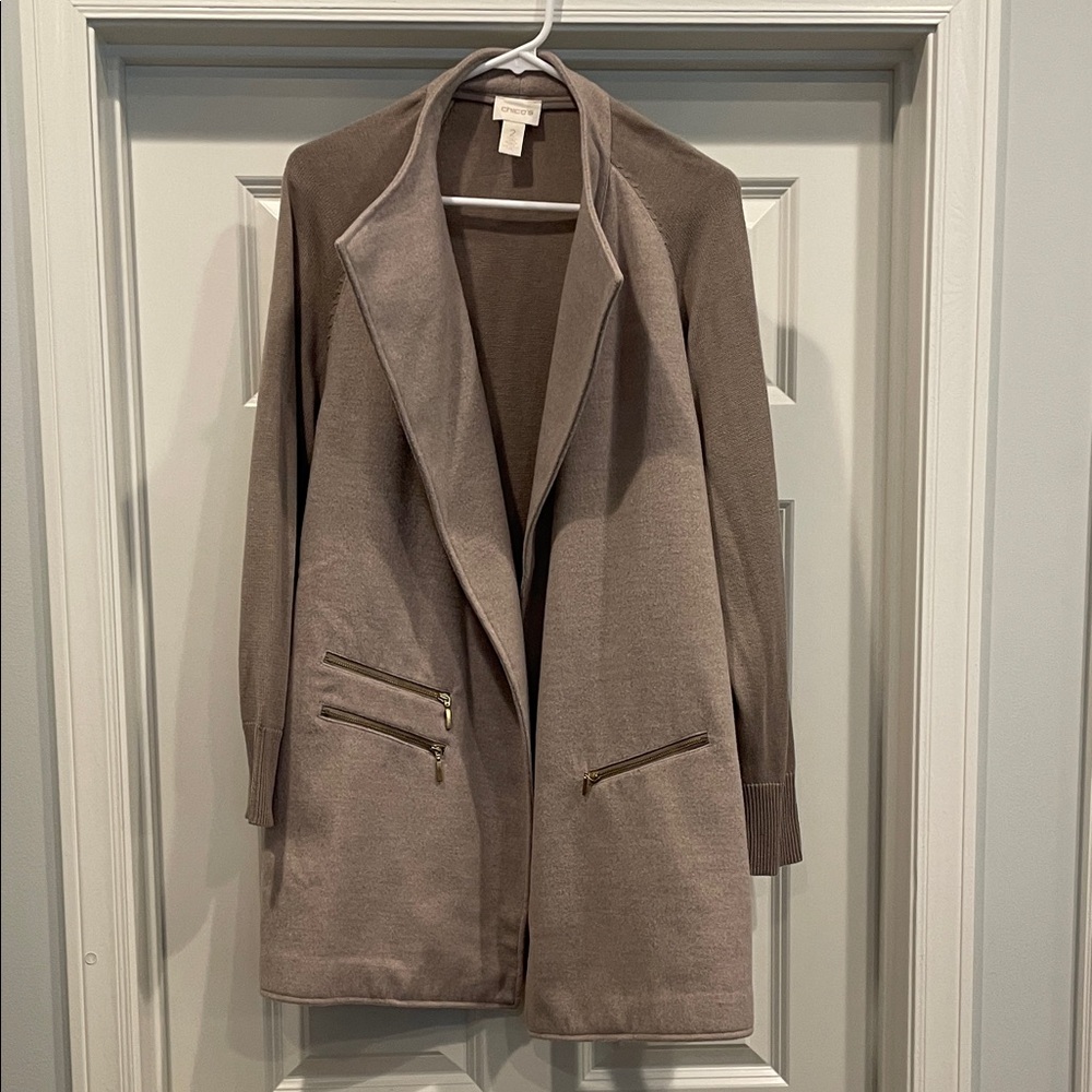 Chico's Taupe Open Front Cardigan